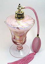 Load image into Gallery viewer, Art Crystal Glass Perfume Cologne Refillable Empty Bottle with Pink Long Cord and Bulb Tassel Atomizer Sprayer