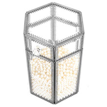 Load image into Gallery viewer, Stunning Silver Large Mirrored Makeup Brush Holder, Glass Brushholder Storage Box with Lid/Dust Free Eyeliner Lipstick Pencils/Perfume Display Vanity Dresser Decor