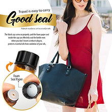 Load image into Gallery viewer, Teenitor 100 Packs 2 ML (5/8 Dram) Essential Oil Bottles, Small Sample Amber Glass Jars With Orifice Reducers And Black Caps For Oil Blends, Perfumes, Lab Chemicals