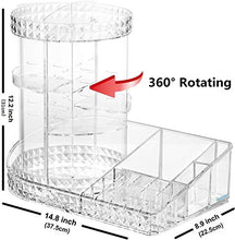 Load image into Gallery viewer, Readaeer 360 Degree Rotating Adjustable Makeup Organizer Cosmetics Lipsticks Perfumes Storage Tray Box (Clear)