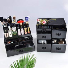 Load image into Gallery viewer, InnSweet Makeup Organizer Acrylic Cosmetic Storage Drawers and Jewelry Display Box, 4 Pieces Makeup Holders, Black