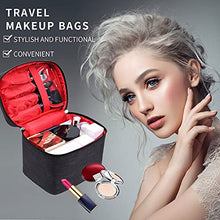 Load image into Gallery viewer, Makeup Bag Travel Large Cosmetic Bag Case Organizer Pouch with Mesh Bag Brush Holder Make Up Toiletry Bags for Women(Black)