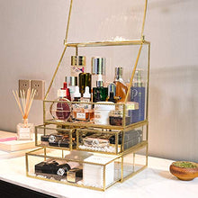 Load image into Gallery viewer, InnSweet Glass Makeup Organizer, Large Cosmetic Display Cases with Slanted Front Open Lid, Trapezoid Cosmetic and Jewelry Display Box