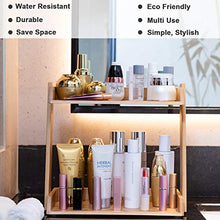 Load image into Gallery viewer, GOBAM Makeup Organizer, Cosmetic Storage Display Shelf with 2 Layers, Assemble Easily, Fits Different Cosmetics and More, Natural Bamboo