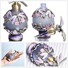 Load image into Gallery viewer, Waltz&F Dragonfly Jeweled Vintage Perfume Bottle Empty Refillable Essential Oil Bottle 25ml (purple)