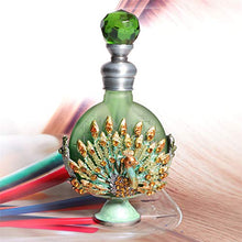 Load image into Gallery viewer, Waltz&F Peacock Frosted Glass Vintage Perfume Bottle Empty Refillable Essential Oil Bottle 10ml (green)