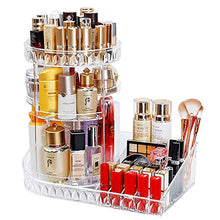 Load image into Gallery viewer, Happy Deals Mecool Makeup Organizer 360 Degree Rotation Adjustable Storage Case Jewelry Cosmetic Perfumes Display Stand Box Diamond Pattern Make Up Storage for Dresser, Bedroom, Bathroom
