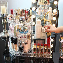 Load image into Gallery viewer, iPEGTOP Acrylic Rotating Makeup Organiser, 360 Degree Rotating Adjustable Jewelry Cosmetic Perfumes Display Stand Box, Great Capacity Make Up Storage For Dresser, Bedroom, Bathroom - Clear