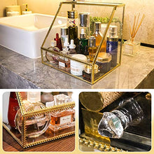 Load image into Gallery viewer, InnSweet Glass Makeup Organizer, Large Cosmetic Display Cases with Slanted Front Open Lid, Trapezoid Cosmetic and Jewelry Display Box