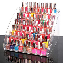 Load image into Gallery viewer, Velidy Multi-Level Nail Polishes Organizer Lipstick Holder Acrylic Display Case Shelves Perfume Spray Bottles Storage Stand Makeup Brochure Tabletop Display Stand Store Shop Rack Shelf (7 Tiers)