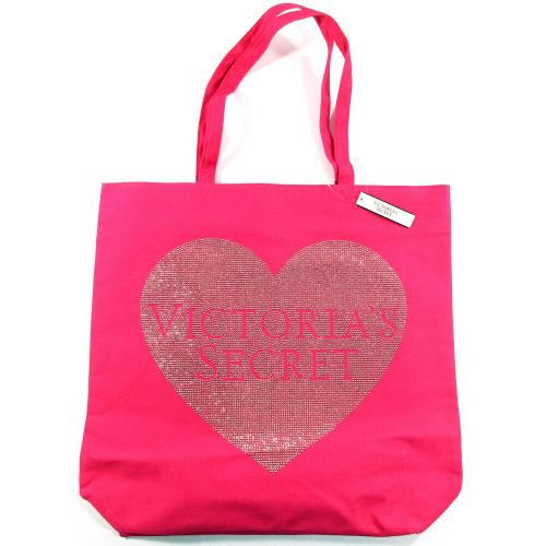 New Victorias Secret Bling Pink Sequin Sparkle Black Tote Bag