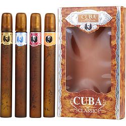 CUBA VARIETY by Cuba - 4 PIECE VARIETY WITH CUBA GOLD, BLUE, RED & ORANGE & ALL ARE EDT SPRAY 1.17 OZ