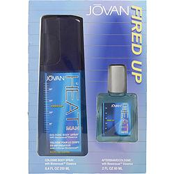 JOVAN HEAT MAN by Jovan - FIRED UP COLOGNE BODY SPRAY 8.4 OZ & AFTERSHAVE COLOGNE 2 OZ