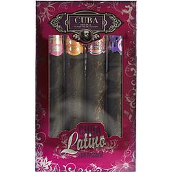 CUBA LATINO VARIETY by Cuba - 4 PIECE MINI VARIETY WITH CUBA COPACABANA & CARNAVAL & CACTUS & MAYA & ALL ARE EAU DE PARFUM SPRAY 1.17 OZ