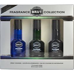 BRUT VARIETY by Faberge - 3 PIECE VARIETY WITH BLACK, BLUE & SPECIAL RESERVE & ALL ARE COLOGNE SPRAY 1 OZ (GLASS BOTTLES)