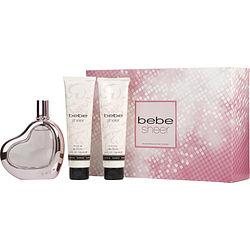 BEBE SHEER by Bebe - EAU DE PARFUM SPRAY 3.4 OZ & BODY LOTION 3.4 OZ & SHOWER GEL 3.4 OZ & HEART CHARM