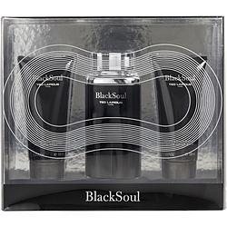 BLACK SOUL by Ted Lapidus - EDT SPRAY 3.3 OZ & AFTERSHAVE BALM 3.3 OZ & ALL OVER SHAMPOO 3.3 OZ