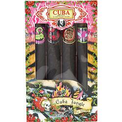 CUBA VARIETY by Cuba - 4 PIECE VARIETY WITH- JUNGLE/HEARTBREAKER & TIGER & ZEBRA & SNAKE AND ALL ARE EAU DE PARFUM SPRAY 4 X 1.17 OZ