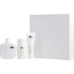 LACOSTE EAU DE LACOSTE L.12.12 BLANC by Lacoste - PURE EDT SPRAY 3.3 OZ & DEODORANT STICK 2.4 OZ & SHOWER GEL 1.6 OZ