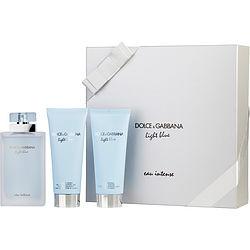 D & G LIGHT BLUE EAU INTENSE by Dolce & Gabbana - EAU DE PARFUM SPRAY 3.3 OZ & BODY CREAM 3.3 OZ & SHOWER GEL 3.3 OZ