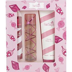 PINK SUGAR by Aquolina - EDT SPRAY 3.4 OZ & HAIR PERFUME SPRAY 3.3 OZ & BODY LOTION 8.4 OZ
