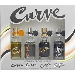 CURVE VARIETY by Liz Claiborne - 4 PIECE MENS MINI VARIETY WITH CURVE CRUSH & CURVE & CURVE SPORT & CURVE BLACK AND ALL ARE COLOGNE SPRAY .5 OZ