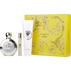 VERSACE EROS POUR FEMME by Gianni Versace - EAU DE PARFUM SPRAY 3.4 OZ & BODY LOTION 5 OZ & EAU DE PARFUM ROLLERBALL .34 OZ MINI