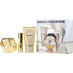 PACO RABANNE LADY MILLION by Paco Rabanne - EAU DE PARFUM SPRAY 2.7 OZ & BODY LOTION 2.5 OZ & EAU DE PARFUM TRAVEL SPRAY .34 OZ MINI (TRAVEL OFFER)