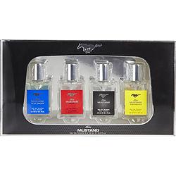 MUSTANG VARIETY by Estee Lauder - 4 PIECE MENS VARIETY WITH MUSTANG BLUE & MUSTANG SPORT & MUSTANG & MUSTANG PERFORMANCE AND ALL ARE EDT .5 OZ