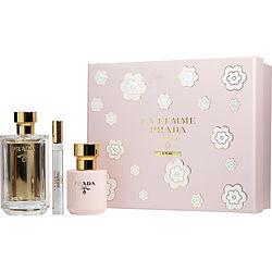 PRADA LA FEMME L'EAU by Prada - EDT SPRAY 3.4 OZ & BODY LOTION 3.4 OZ & EDT ROLL-ON .34 OZ MINI