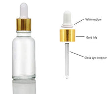 Load image into Gallery viewer, Clear Glass Dropper Bottle,12 Packs Essential Oil Dropper Bottle Sample Vials With Glass Eye Dropper For Essential Oils, Perfume Cosmetic Liquid Free Funnel&amp;Pipettes (50ml/1.7oz)
