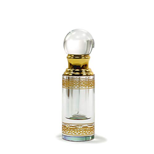 KECHU Tiny Empty Crystal Perfume Bottle Refillable Glass Contianer Round Style 3ml Golden Gifts
