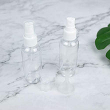 Load image into Gallery viewer, Trendbox 1oz Clear Empty Fine Mist Plastic Bottles Refillable PET BPA-Free Travel Containers For Cleaning, Perfume, Liquids 96 Pack with 96 Labels, 32 Funnels, 32 Pipettes
