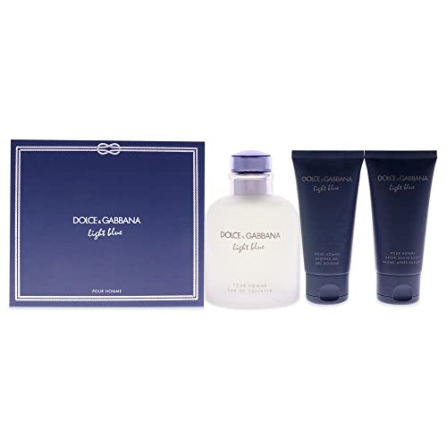 Dolce and Gabbana Light Blue Men 3 Pc Gift Set 4.2oz EDT Spray, 1.6oz After Shave Balm, 1.6oz Shower Gel,P-D7-040-20-HTG-anniek
