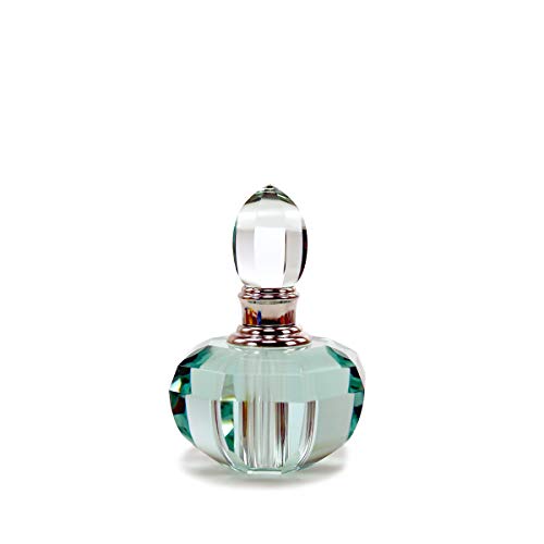 KECHU Delicate Green Empty Crystal Perfume Bottle Refillable Glass 3ml Transparent Green Decor