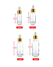 Load image into Gallery viewer, Clear Glass Dropper Bottle,12 Packs Essential Oil Dropper Bottle Sample Vials With Glass Eye Dropper For Essential Oils, Perfume Cosmetic Liquid Free Funnel&amp;Pipettes (50ml/1.7oz)
