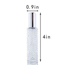 Load image into Gallery viewer, YU FENG 12pcs Engraved Taj Mahal Style Clear Glass Atomizer Spray Bottles Empty Refillable for Perfume Essential Oil,Packed with Funnels Pipettes Dispensers
