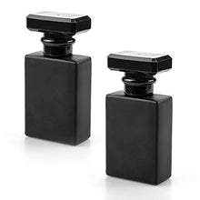 Load image into Gallery viewer, Foraineam 8 Pack 30ml / 1 oz. Black Refillable Perfume Bottles, Portable Square Empty Glass Perfume Atomizer Bottle with Spray Applicator
