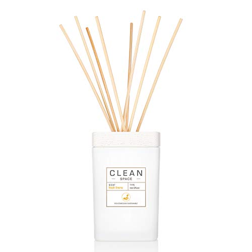 CLEAN SPACE Liquid Reed Diffuser | Natural Rattan Reeds in Reusable Glass Vase | 100% Vegan Oil | Aroma Lasts Up to 90 days | 6.0 oz/177 mL