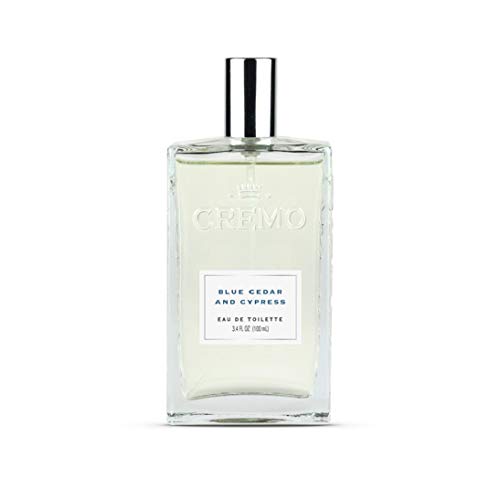 Cremo Blue Cedar & Cypress Cologne Spray, A Woodsy Scent with Notes of Lemon Peel, Cypress and Cedar, 3.4 Oz