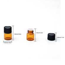 Load image into Gallery viewer, Enslz 100 Pcs Essential Oil Glass Bottles Mini Tiny Refillable Empty Aromatherapy Perfume Liquid Amber Glass Bottles (1ml) ?Ǫ
