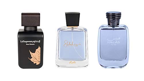 Hawas, Shuhrah, La Yuqawam for Men EDP - Eau De Parfum | Long-Lasting Pour Homme Spray | Strong scents designed to embody masculine strength and vigor | Signature Bottle | by RASASI
