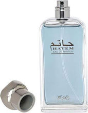 Load image into Gallery viewer, Hatem for Men EDP - Eau De Parfum 75ML (2.5 oz) | Oriental Alchemy | Floriental Woody Bouquet, Meanders Spicy, Woody, Musky and Rose Notes| Intoxicating Allure | by RASASI Perfumes
