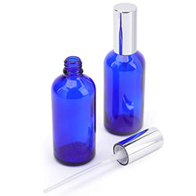 Load image into Gallery viewer, Foraineam 9 Pack 100ml / 3.4 oz. Blue Glass Spray Bottles with Atomizer Refillable Fine Mist Spray Bottle Containers for Perfume, Essential Oils, Cleaning Products
