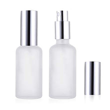 Load image into Gallery viewer, Bekith 16 Pack 2oz Glass Spray Bottles, Frosted Empty Perfume Atomizer, Refillable Fine Mist Spray for Essential Oils, Cleaning Products, Silver Sprayer
