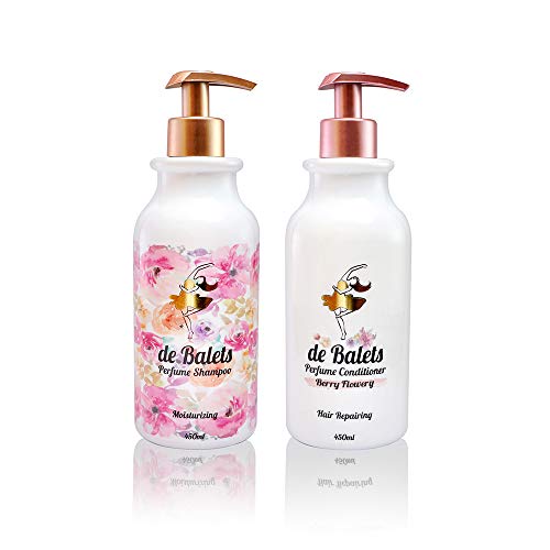 de Balets Perfume Shampoo and Conditioner Set - Moisturizing Hair Products for Dry, Damaged, and Color Treated Hair with Rose Water and Plant-Based Formula with 24 Hour Lasting Fresh Flowers Fragrance