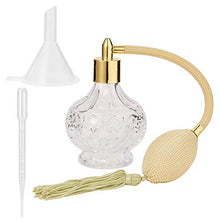 Load image into Gallery viewer, GORGECRAFT 80ml Clear Crystal Vintage Style Perfume Bottle Yellow Long Spray Tassels Atomizer Pump Refillable Glass Bottles Plastic Funnel Hopper Dropper for Makeup Tool

