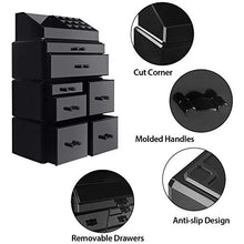 Load image into Gallery viewer, InnSweet Makeup Organizer Acrylic Cosmetic Storage Drawers and Jewelry Display Box, 4 Pieces Makeup Holders, Black

