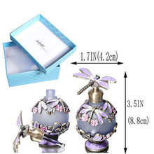 Load image into Gallery viewer, Waltz&amp;F Dragonfly Jeweled Vintage Perfume Bottle Empty Refillable Essential Oil Bottle 25ml (purple)
