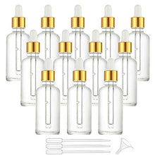 Load image into Gallery viewer, Clear Glass Dropper Bottle,12 Packs Essential Oil Dropper Bottle Sample Vials With Glass Eye Dropper For Essential Oils, Perfume Cosmetic Liquid Free Funnel&amp;Pipettes (50ml/1.7oz)
